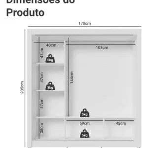 Guarda Roupa Casal Madesa Mônaco 3 Portas De Correr Cor Branco 109309 - Imagem 4