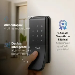 Fechadura Digital Inteligente Stark Sobrepor Wi-FI Biometria Preto Cod: 360535871 Neo Avant - Imagem 8