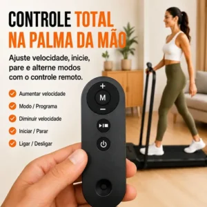 Esteira Ergométrica Elétrica Dobrável Com Painel LCD Controle Remoto Para Caminhada Casa Academia Preta 127 Bivolt - Imagem 5