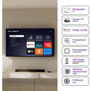 Smart Tv Dled 50 4k Multi Roku 4hdmi 2usb Wi-fi - Tl059m - Imagem 2