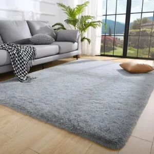 Tapete Decorativo Felpudo 2,00x1,50 Sala Quarto Escritório Cor Cinza Liso Pelo Alto Casa Laura Enxovais - Imagem 4