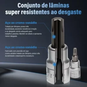 Jogo De Chave Torx Soquete 34 Peças Aço Cromado 3/8 E 5/16 - Imagem 5