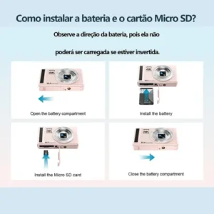 Câmera Digital Acrensly 4K 64MP Rosa maquina fotografica Para Vlog com Zoom 16x e Foco Automático, Tela IPS 2.8", Cartão 32GB e 2 Baterias - Imagem 8