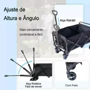 Carrinho Multiuso 150kg Dobrável Portátil Feira Reforçado - Imagem 5