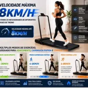 Esteira Elétrica Portátil Fitness Até 100kg 8km/h Silenciosa - Imagem 3