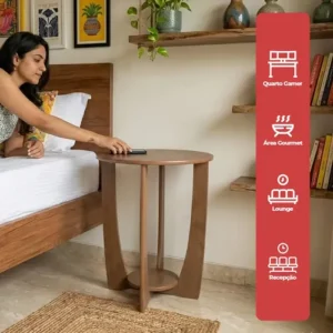 Mesa De Canto Sala Canadá Castanho Com Base Clássica Curva - Imagem 4