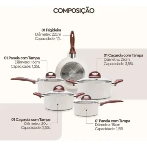 Jogo De Panelas Smart Plus Vanilla Indução Cerâmico 5peças Brinox 4774/101 - Imagem 4