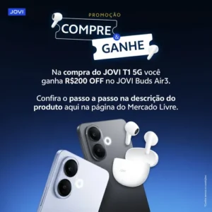 Smartphone JOVI T1 5G 256GB 16GB RAM (8GB+8GB Estendida) Bateria 6500mAh Câmera 50MP 4K - Preto Titânio - Imagem 4
