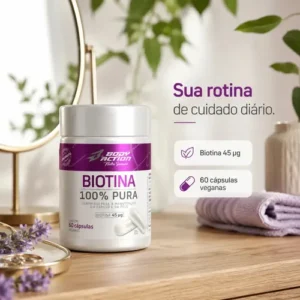 Biotina 100 Pura Bodyaction 45mcg 60 Caps Veganas - Imagem 3