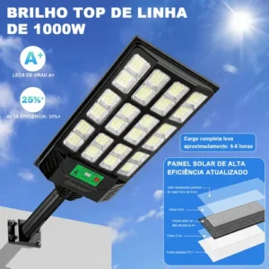 Kit 2 1000w Luminaria Poste Solar Potente Com Sensor - Imagem 4