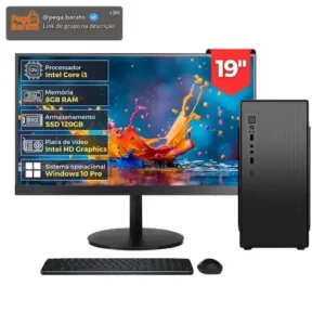 Computador Completo Intel Core i3, 8GB RAM, SSD 120GB, Monitor LED 19" HDMI, Windows 10 Pro - 2Eletro Lite CD2E-LI106 - Imagem 1