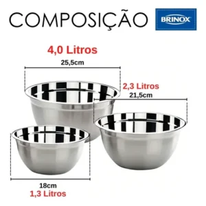 Conjunto De Tigelas Brinox 3pçs Suprema Em Inox - 2107/100 - Imagem 6