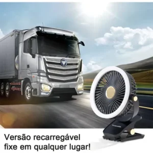 Ventilador Portátil Recarregável 2400mah 5 Velocidades Led Cor Preto - Imagem 7