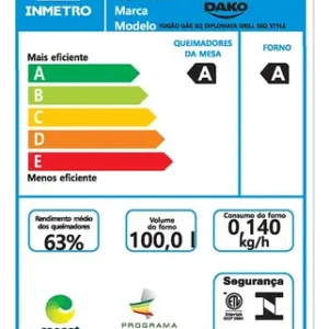 Fogão 5 Bocas Dako Diplomata Glass Style com Frente Espelhada Mesa de Vidro e Grill com Timer e Tripla Chama Bivolt - Imagem 12
