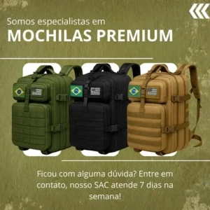 Mochila Tática Impermeável Militar Reforçada Grande 50 Litros Masculina Feminina Anne Preto - Imagem 7