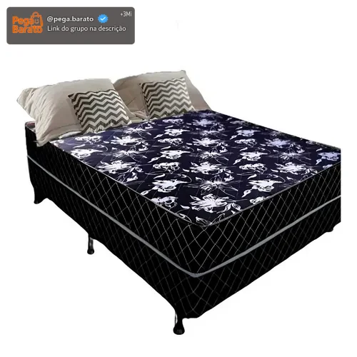 Cama Box Casal Ortopédica Conjugada Tampo Preto Matelassê