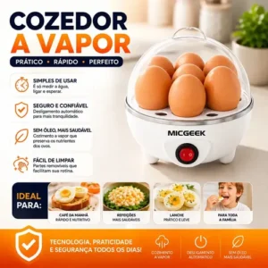 Cozedor De Ovos Automático Panela A Vapor Elétrica Legumes Elétrica Portátil Prático Rápido 7 Ovos Em 5min Micgeek - Imagem 8