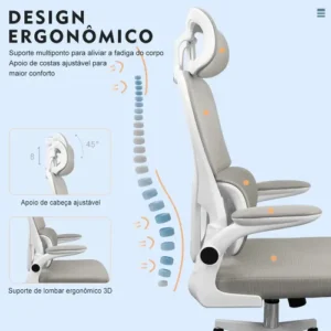 Cadeira Escritório Ergonômica Python Fly Cor Cinza Com Supor - Imagem 7