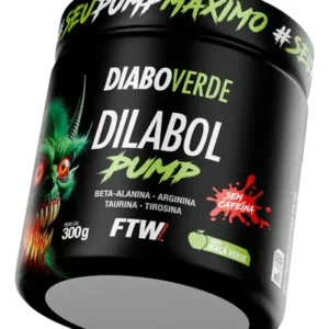 Pré Treino Dilabol Pump Diabo Verde Sem cafeína Pote 300g Sabor Maça Verde - Ftw - Imagem 3