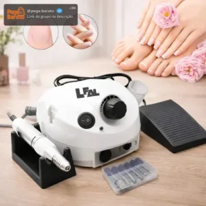 Lixadeira De Unha Motor Elétrica Nail Drill Profissional Gel Portátil Porquinho Potente Lixa 45000 Rpm Salão Manicure Lixador Aparelho Com Pedal Caneta Polidora Design Cor Branco Lfal - Imagem 1