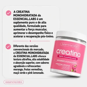 CREATINA MONOHIDRATADA 100% Pura - Sabor Pink Lemonade - 300g - Imagem 6