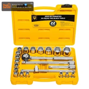 Jogo Kit de Ferramentas Manuais Chave Catraca 1/2 8 a 32mm BCS022 The Black Tools Cor Amarelo - Imagem 1