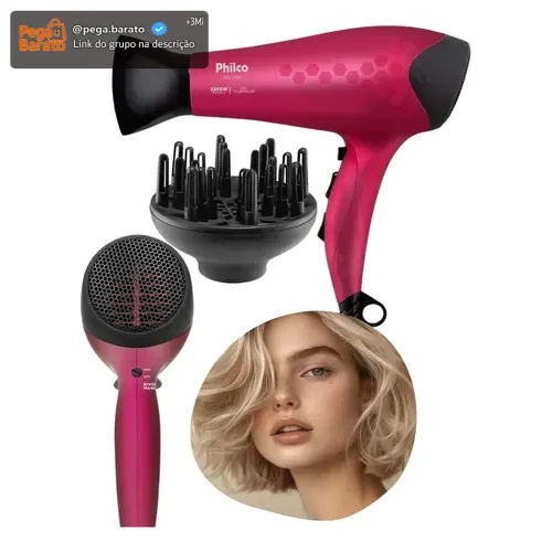 Secador De Cabelo Philco Bivolt Ions Turmaline Mais Brilho