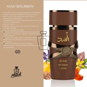 Perfume Árabe Asad Bourbon Lattafa 100ml Masculino - Imagem 3