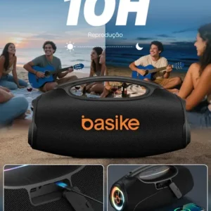 Basike Caixa de Som Boombox Plus 80W 8000Mah Portátil Bluetooth 5.3 Sem fio IPX6 À Prova D'água Com Luz RGB Hifi TWS Bass Forte Amplificada Alto falante Bombox TV Festa Casa Soundbox Subwoofer RAD337 - Imagem 3