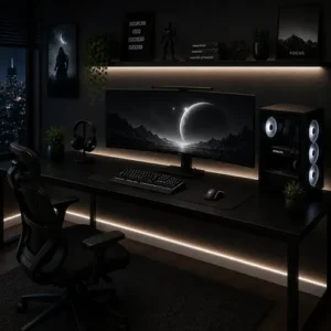 Mesa Para Setup Gamer 150cm Industrial Escritório Pés Aço - Imagem 4