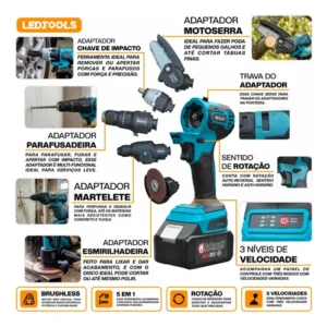 Kit Multi Ferramentas 5 Em 1 A Bateria 48v Profissional - Imagem 3