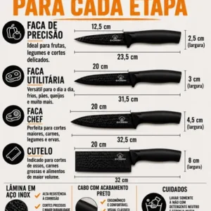 Kit Facas Churrasco 8 Peças Aço Inox Afiadas Completo - Imagem 4