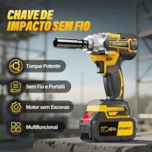 Chave De Impacto 800n.m 48v Brushless Com 2 Baterias Sem Fio - Imagem 6