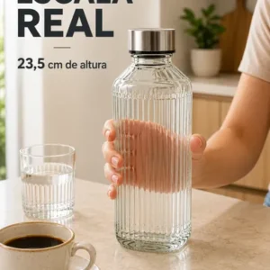Kit 3 Garrafas Vidro Canelado Tampa Inox Geladeira Água - Imagem 10