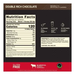Gold Standard 100% Whey Protein 2,27kg Optimum Nutrition Sabor Double Rich Chocolate - Imagem 2