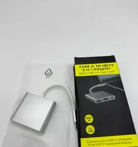 Adaptador Conversor Usb 3.0 Tipo C Para Hdmi 4k 3 Em 1 - Imagem 2