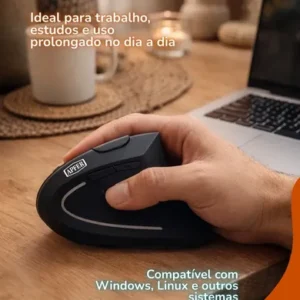 Mouse Vertical Ergonômico Sem Fio Recarregável Bluetooth e USB 2.4G – RGB, Silencioso, DPI Ajustável, Reduz Tensão no Pulso, Portátil e Confortável – Compatível com Notebook, PC, Windows e Mac - Apfer - Imagem 7