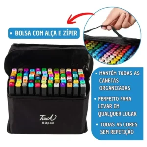 Kit Canetinhas 80 Cores Bobbie Goods Ponta Dupla Colorir - Imagem 5
