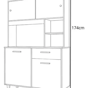 Armário De Cozinha Completa Compacta Dália 5 Portas 1 Gaveta Com Balcão Paneleiro Blue Moby - Imagem 5