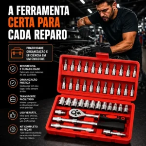 Maleta Jogo 46 Peças 1/4 Bits E Soquetes 414mm Compacto - Imagem 8