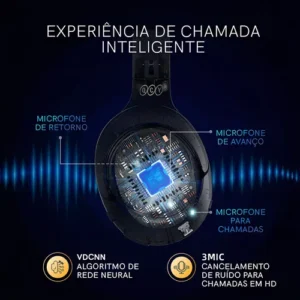 Headset Qcy H3 Anc Adaptativo Bluetooth 5.3 Multiponto 60h Cor Preto - Imagem 4