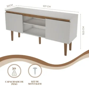 Rack Branco Para Sala - Estante Moderna E Compacta Branco - Imagem 4