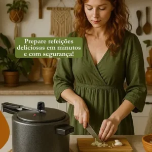 Panela de Pressão 10 litros Alumínio Preta Grande Reforçada Cozimento Rápido Econômica Fechamento Interno - Imagem 7