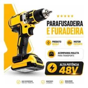 Parafusadeira Furadeira 48v Profissional 2 Baterias Sem Fio - Imagem 9