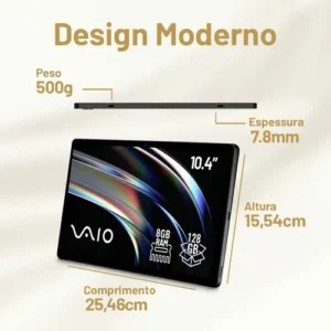 Tablet VAIO TL10 8GB 128GB Octa-Core, Tela 10.4” 2K, 4G WiFi, Câmera 8MP + Selfie 5MP, 7000mAh, Android 13, com Teclado de Conexão Inteligente – Preto - Imagem 10