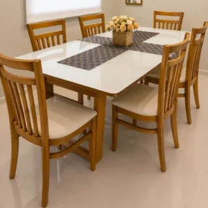 Cadeira De Jantar Madeira Maciça Larissa Mel Liso Mel Champanhe - Imagem 6