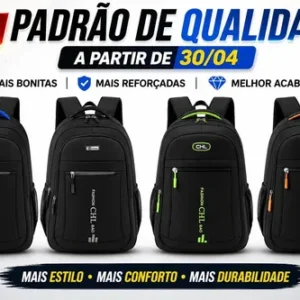 Mochila Grande Masculina Reforçada Notebook Preta Escolar - Imagem 11