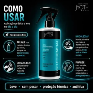 Protetor Térmico Capilar Spray Profissional Finalizador Leave-in Para Escova e Chapa Reconstrutor Antifrizz 250ml Multifuncional Pré Treino - Imagem 8