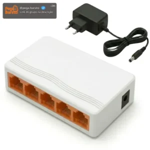 Switch 5 Portas RJ45 1000 Mbps Gigabit De Rede Plug And Play Compacto Alta Velocidade Bivolt - Imagem 1