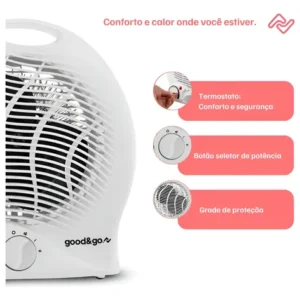 Aquecedor Elétrico Portátil 2000w Termostato 220v Good&go - Imagem 3